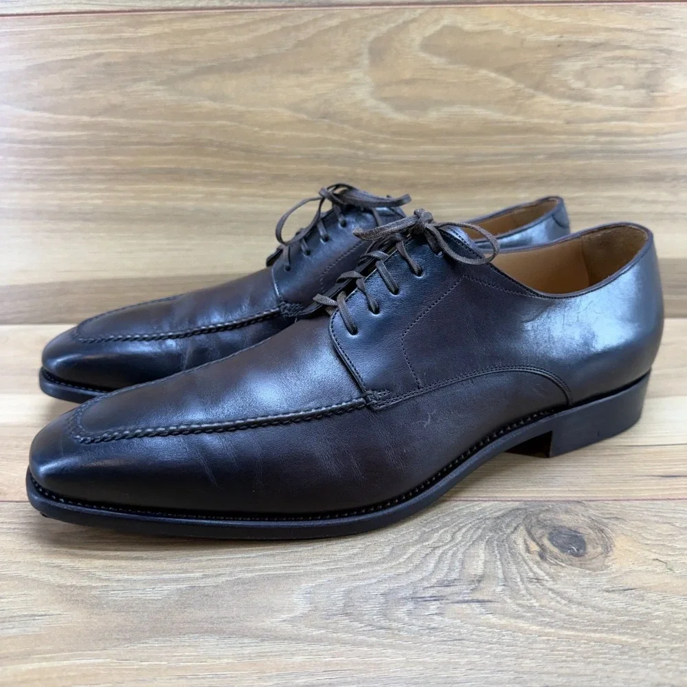 Paul Stuart Derby‎ Mens 9 Dark Brown Leather Apron Toe Executive Business Square